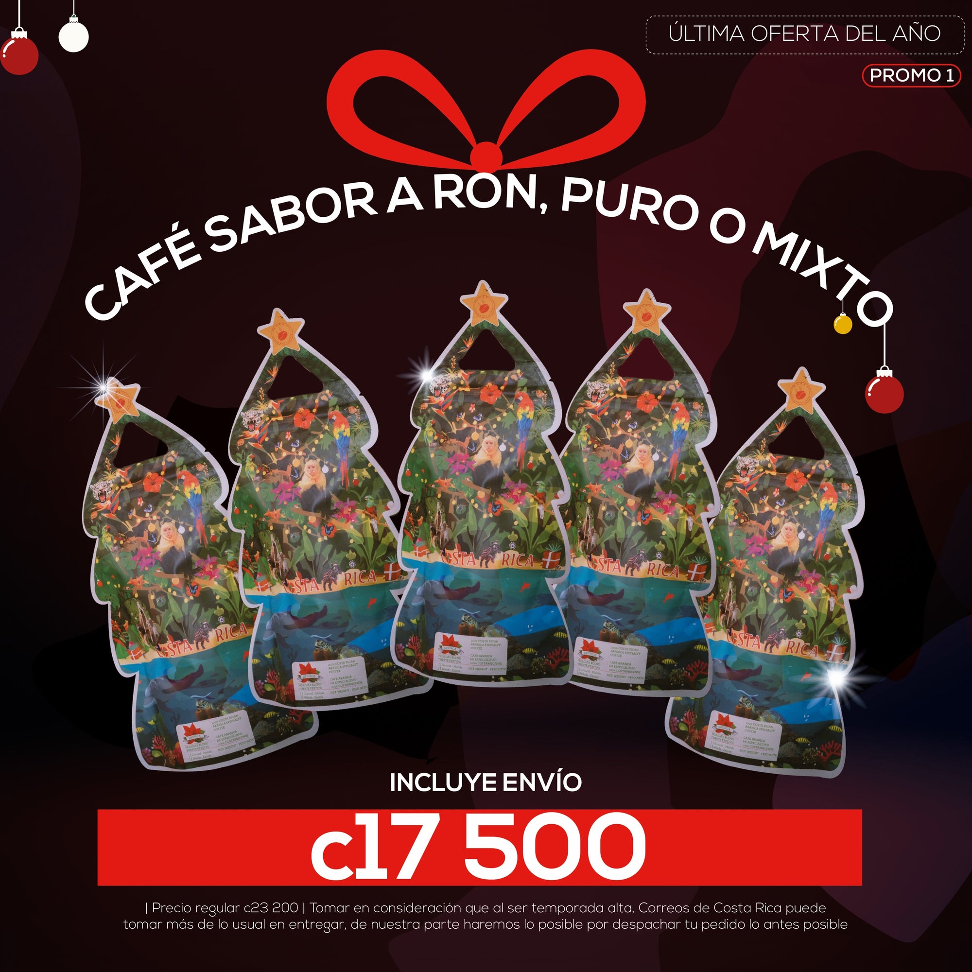 PROMO 1 Combo Café Navideño – Sabor a Ron, Puro o Mixto | Incluye Envío